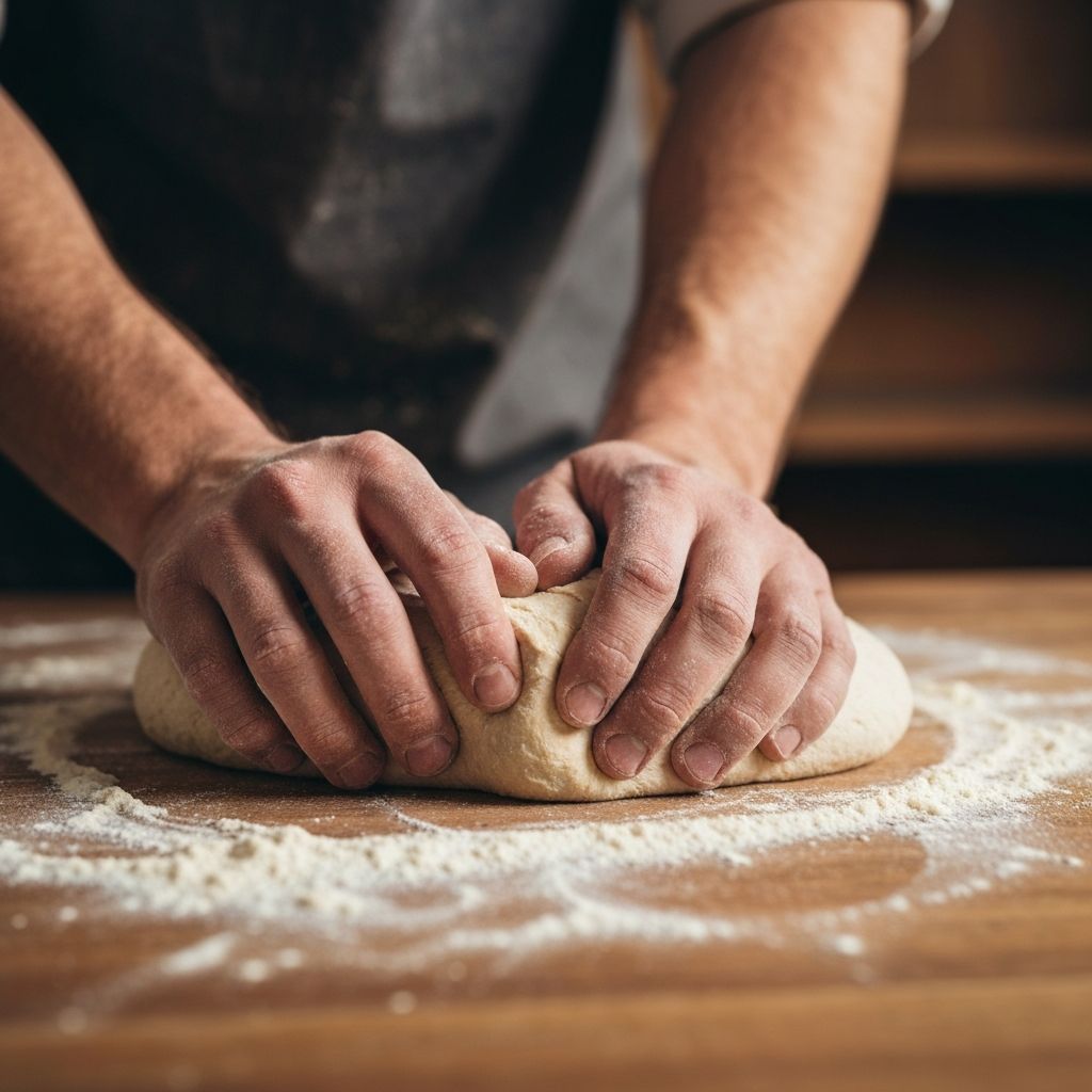 Bakker aan het werk met deeg